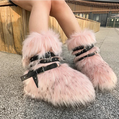 Fluffy Faux Fox Fur Boots