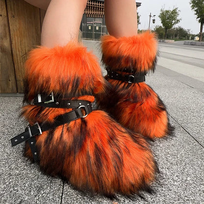 Fluffy Faux Fox Fur Boots