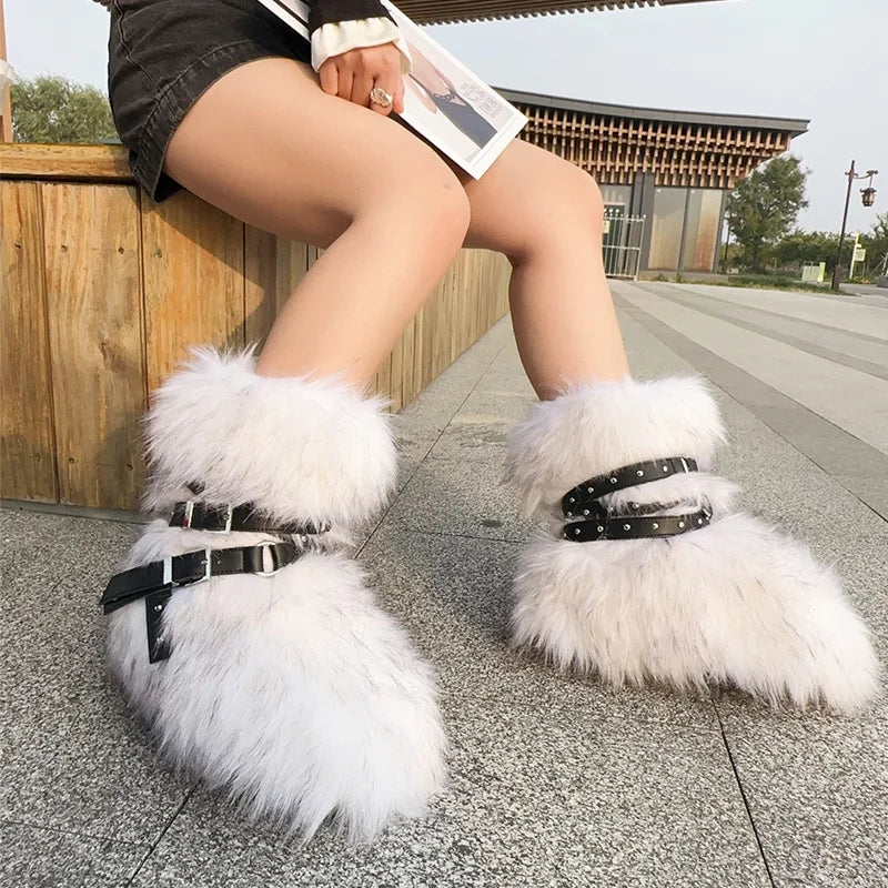 Fluffy Faux Fox Fur Boots