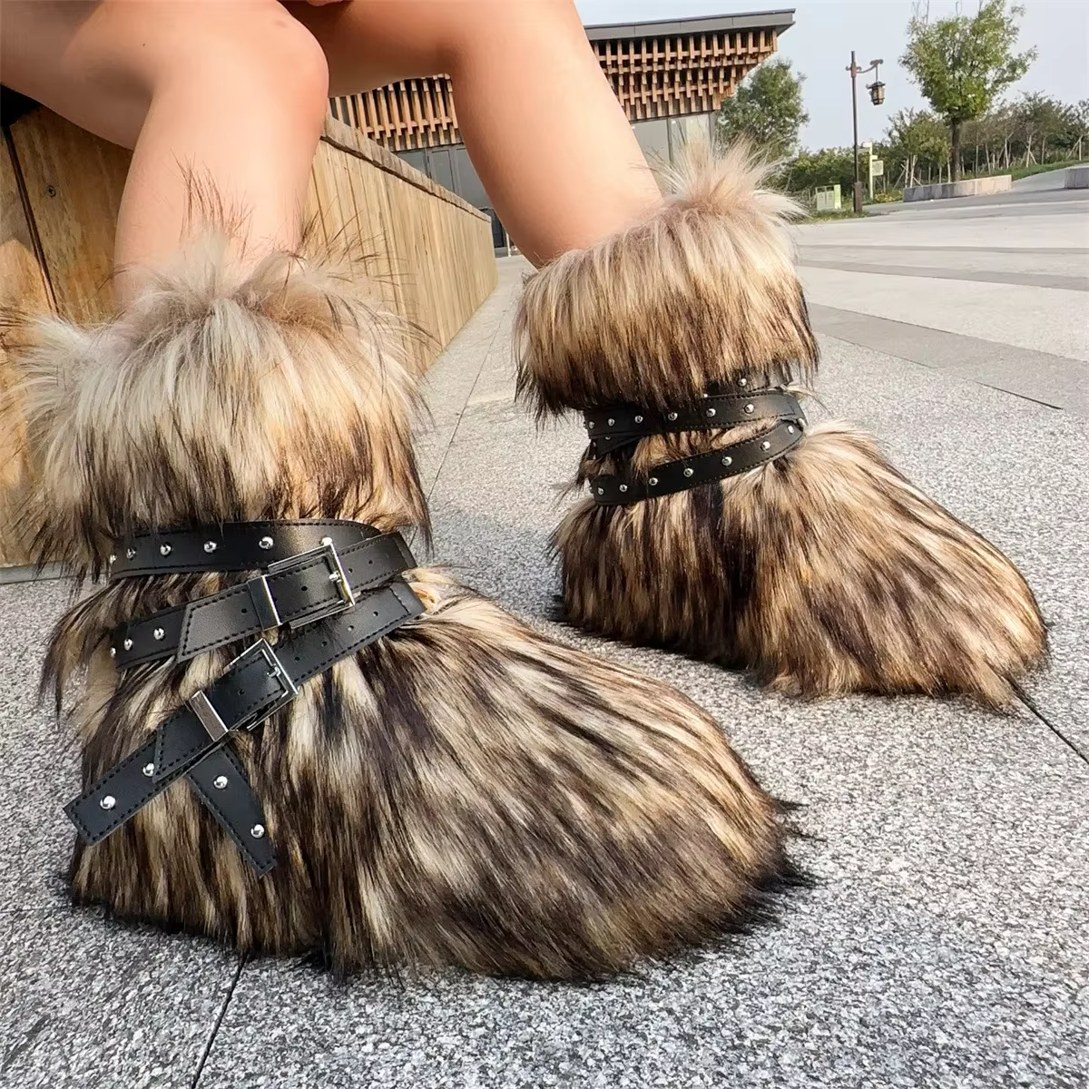 Fluffy Faux Fox Fur Boots