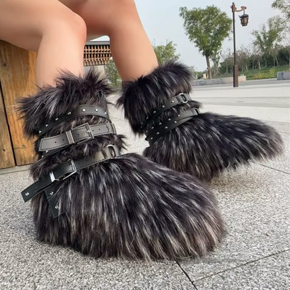 Fluffy Faux Fox Fur Boots