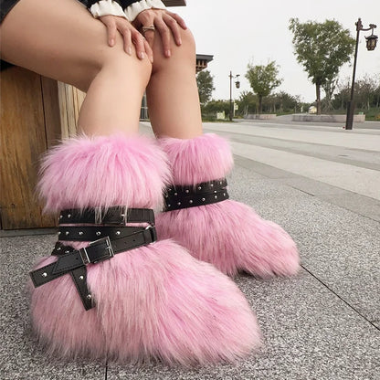 Fluffy Faux Fox Fur Boots