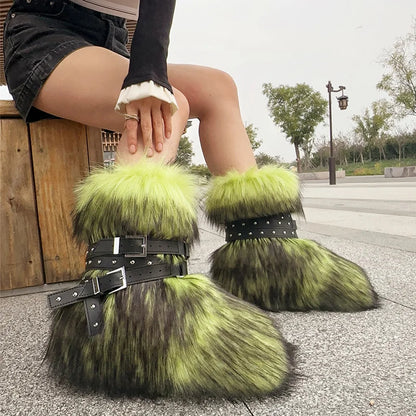 Fluffy Faux Fox Fur Boots