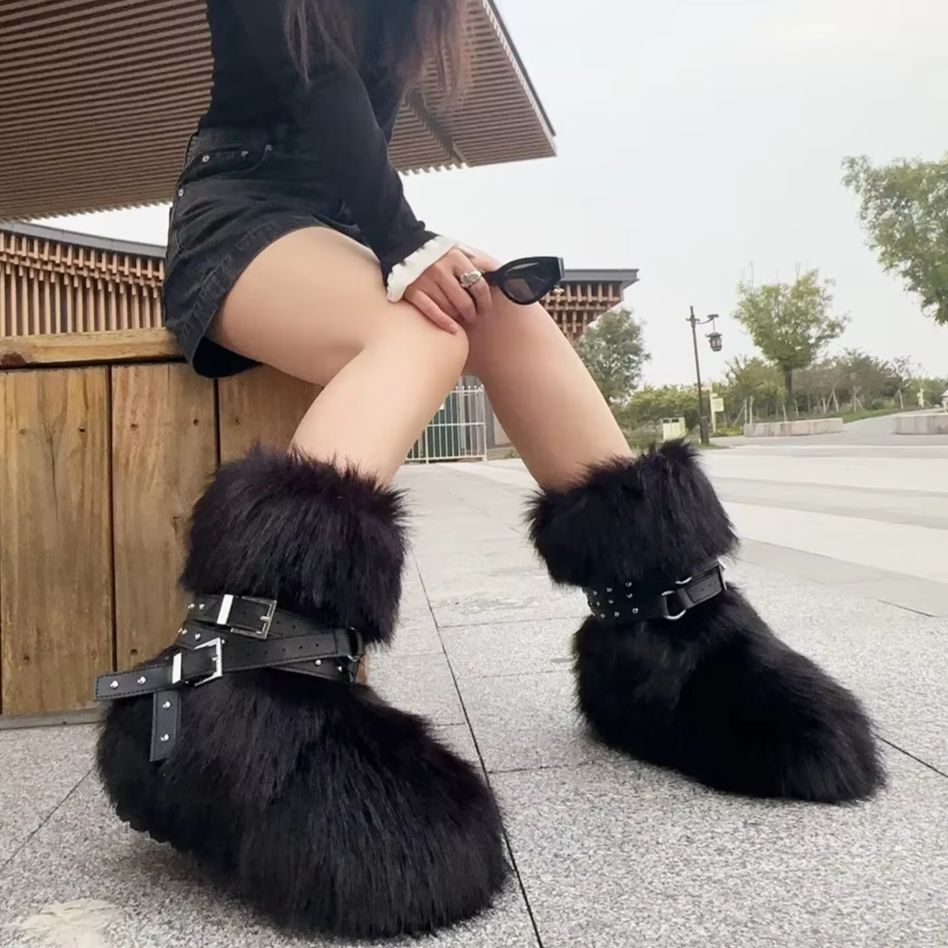 Fluffy Faux Fox Fur Boots